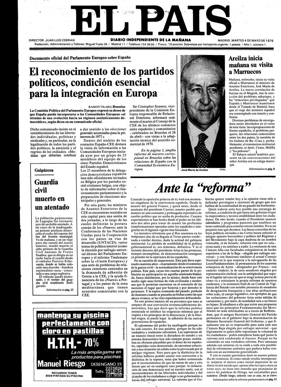 Portada del 4 de mayo de 1976 con la crónica de Ramón Vilaró desde Bruselas